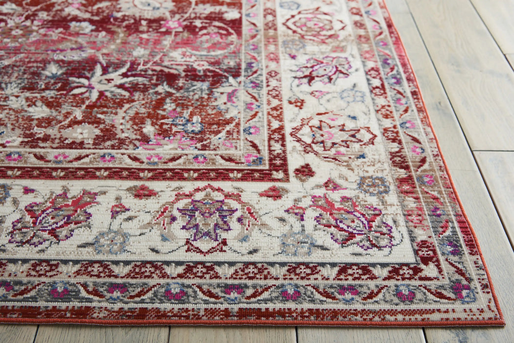 Nourison vintage kashan vka01 red Red Living Room Floral Rug.