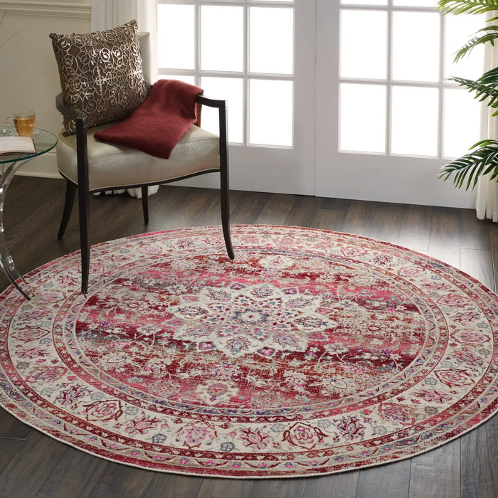 Nourison vintage kashan vka01 red Red Living Room Floral Rug.
