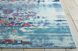 Nourison vintage kashan vka02 blue Blue Living Room Floral Rug.