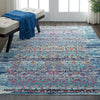 Nourison vintage kashan vka02 blue Blue Living Room Floral Rug.