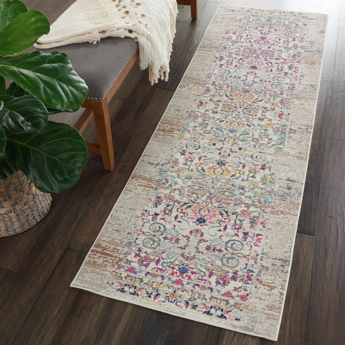 Nourison vintage kashan vka02 ivory Ivory, Multicoloured Living Room Floral Rug.