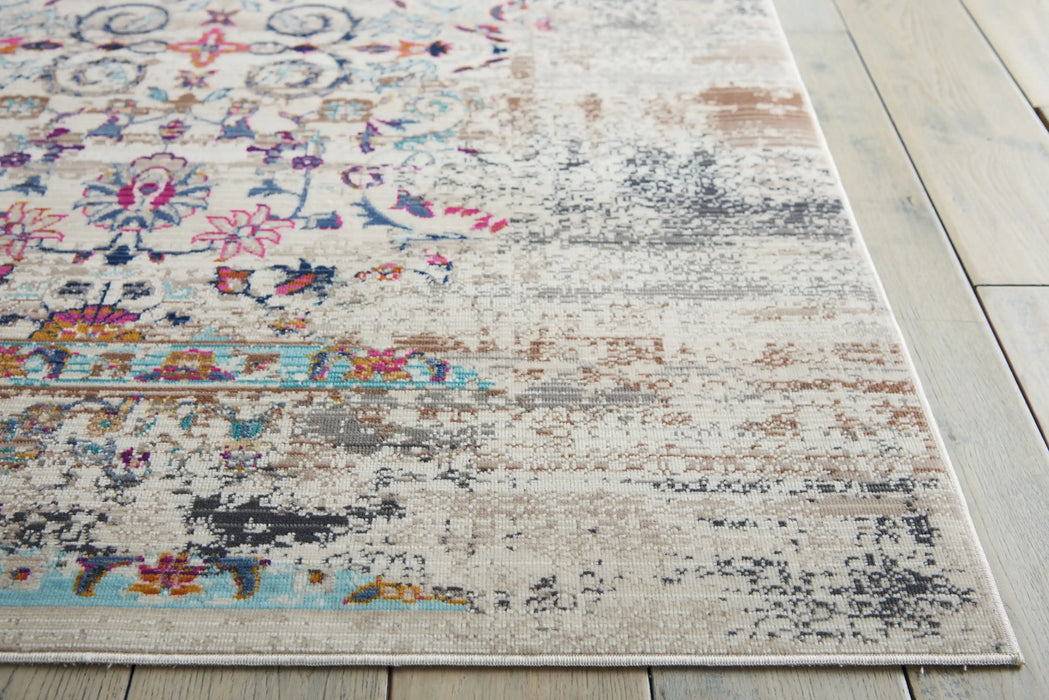 Nourison vintage kashan vka02 ivory Ivory, Multicoloured Living Room Floral Rug.