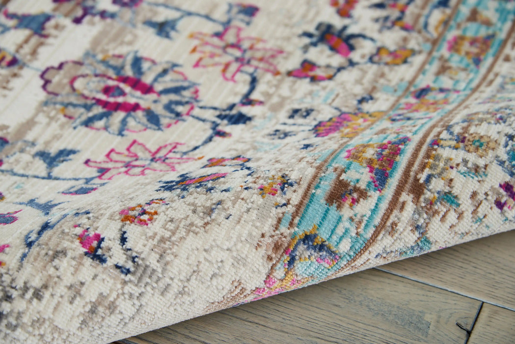 Nourison vintage kashan vka02 ivory Ivory, Multicoloured Living Room Floral Rug.
