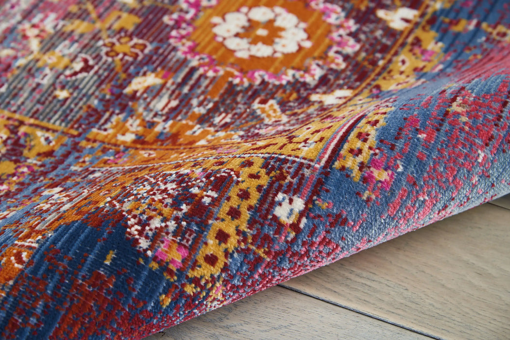 Nourison vintage kashan vka03 red multi Multicoloured, Red Living Room Floral Rug.
