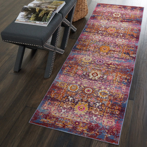 Nourison vintage kashan vka03 red multi Multicoloured, Red Living Room Floral Rug.