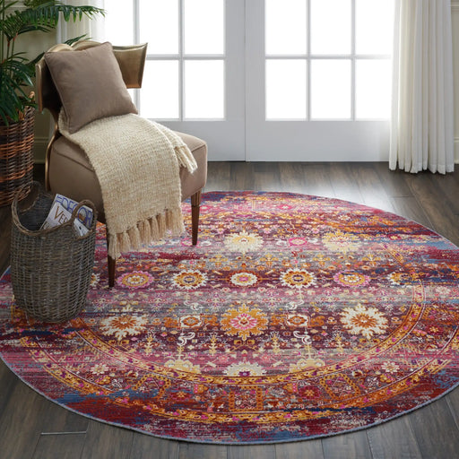Nourison vintage kashan vka03 red multi Multicoloured, Red Living Room Floral Rug.