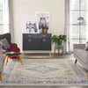Nourison vintage kashan vka07 ivory blue Blue, Ivory Living Room Floral Rug.