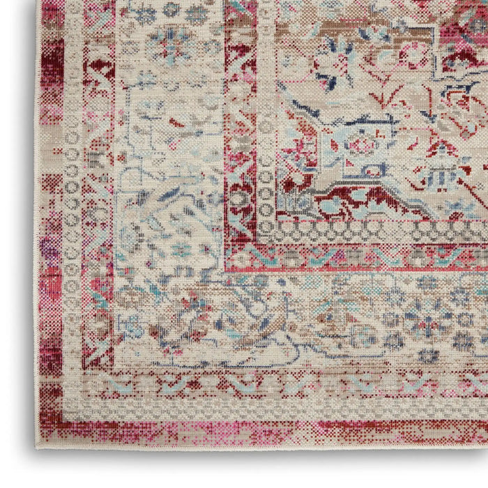 Nourison vintage kashan vka07 red ivory Ivory, Red Living Room Floral Rug.