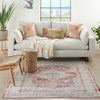 Nourison vintage kashan vka07 red ivory Ivory, Red Living Room Floral Rug.