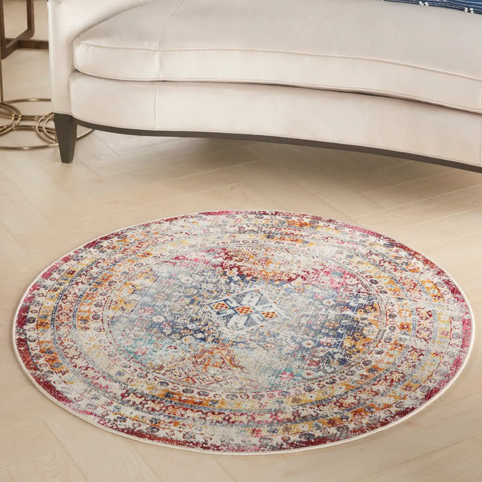 Nourison vintage kashan vka09 multi Multicoloured Living Room Floral Rug.