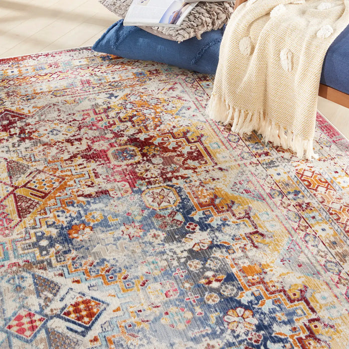 Nourison vintage kashan vka09 multi Multicoloured Living Room Floral Rug.