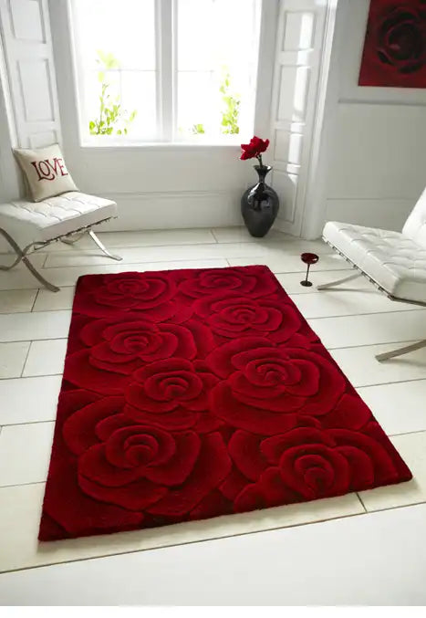 Think Rugs valentine vl 10 red Red  Wool Rug.