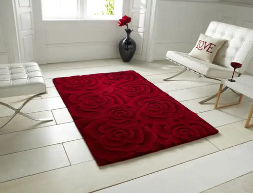 Think Rugs valentine vl 10 red Red  Wool Rug.