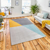 Think Rugs vancouver 18487 grey blue yellow Blue, Grey, Yellow, Multicoloured Living Room Geometric Rug.