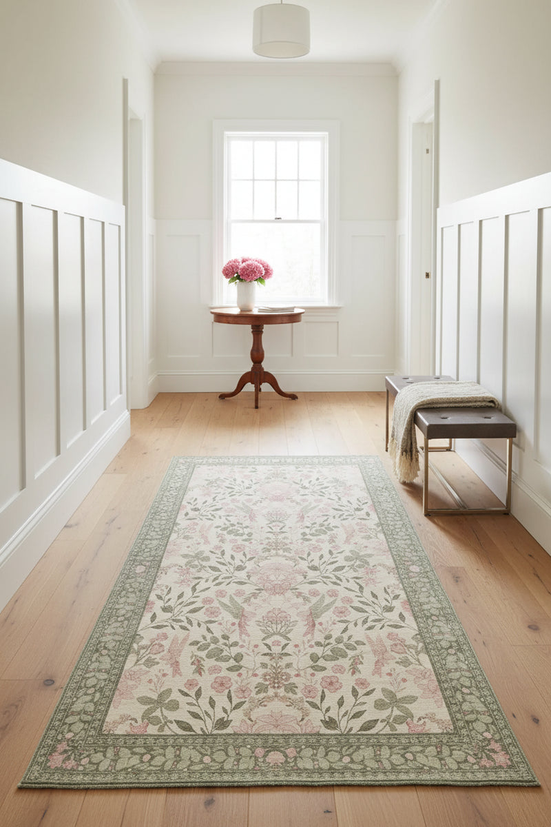 Versailles H1423 Beige/Green Washable Beige Rug — RugsDirect Online