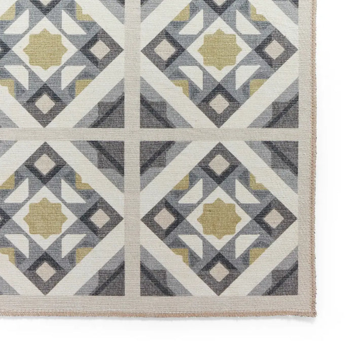 Victoria H1187 Grey/Yellow Washable Rug