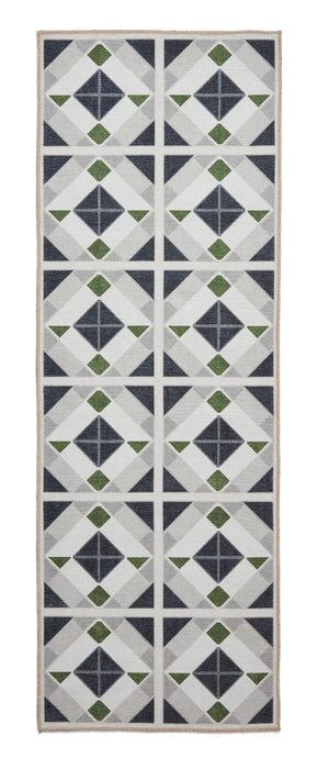 Victoria H1190 Grey/Green Washable Rug