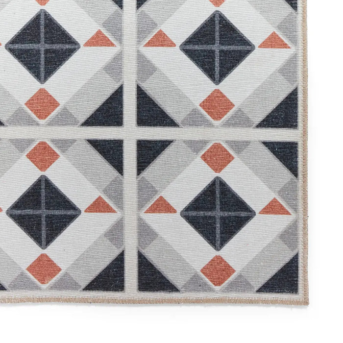 Victoria H1190 Grey/Orange Washable Rug