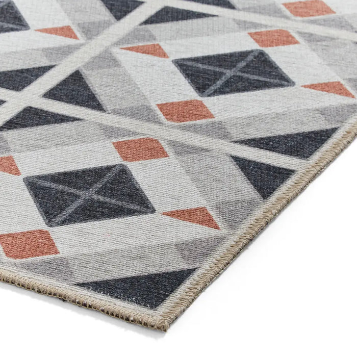 Victoria H1190 Grey/Orange Washable Rug