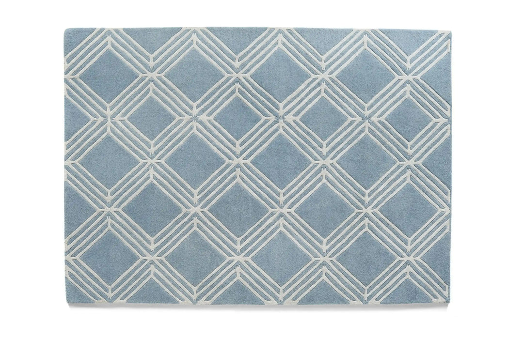 Origins vienna blue Blue Living Room Wool Rug.