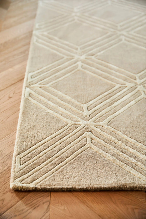Origins vienna mink Beige Living Room Wool Rug.