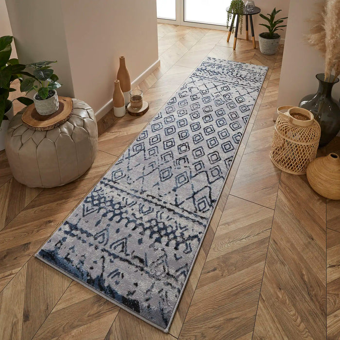 Oriental Weavers vinci 1303 b Blue, Grey Living Room Moroccan Rug.