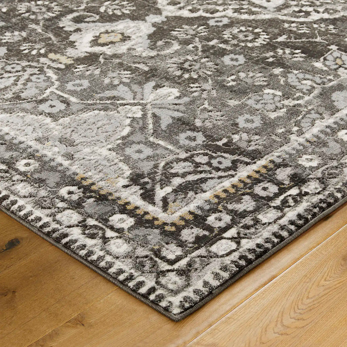 Oriental Weavers vinci 1401 b Grey Living Room Moroccan Rug.