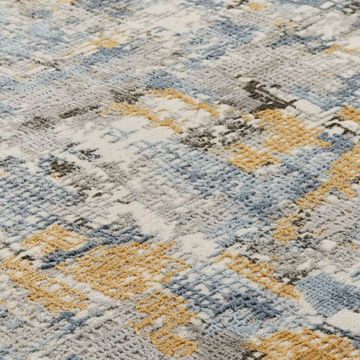 Oriental Weavers vinci 8024 y Blue, Grey, Yellow, Multicoloured Living Room Moroccan Rug.