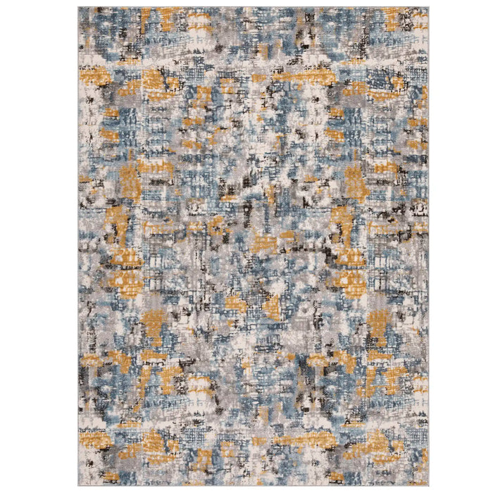 Oriental Weavers vinci 8024 y Blue, Grey, Yellow, Multicoloured Living Room Moroccan Rug.