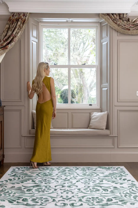 Vintage Scroll Washable Green Multi