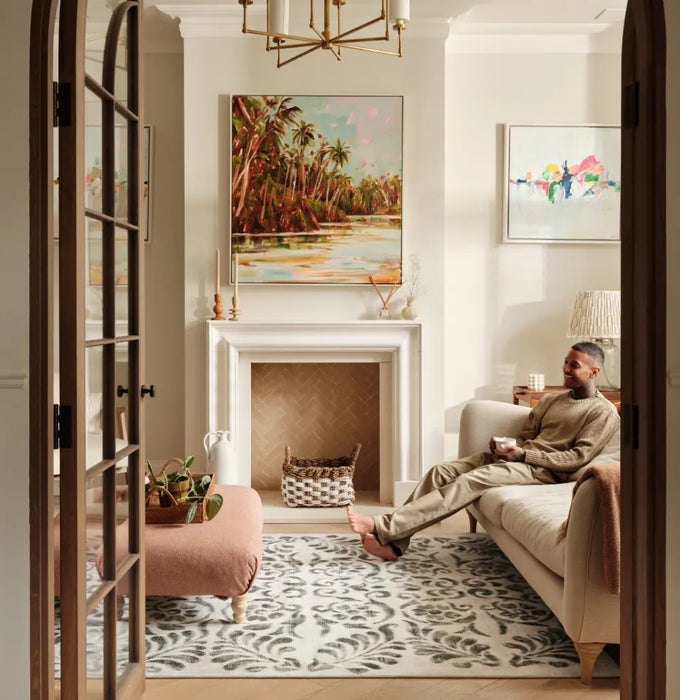 Vintage Scroll Washable Green Multi