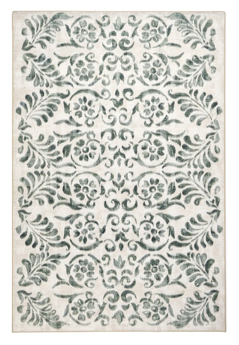 Vintage Scroll Washable Green Multi