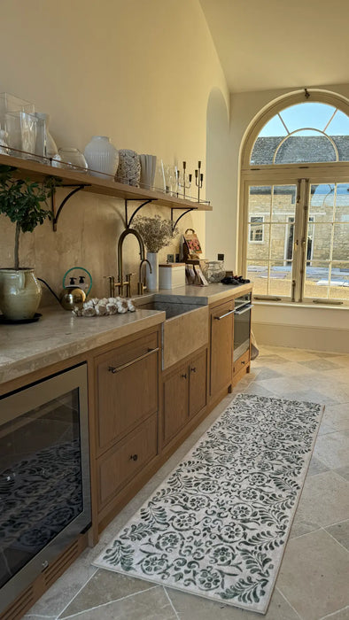 Vintage Scroll Washable Green Multi