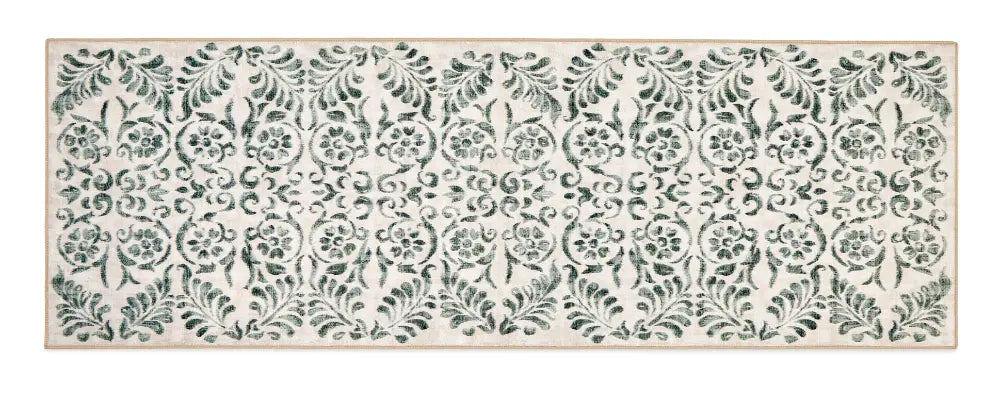 Vintage Scroll Washable Green Multi