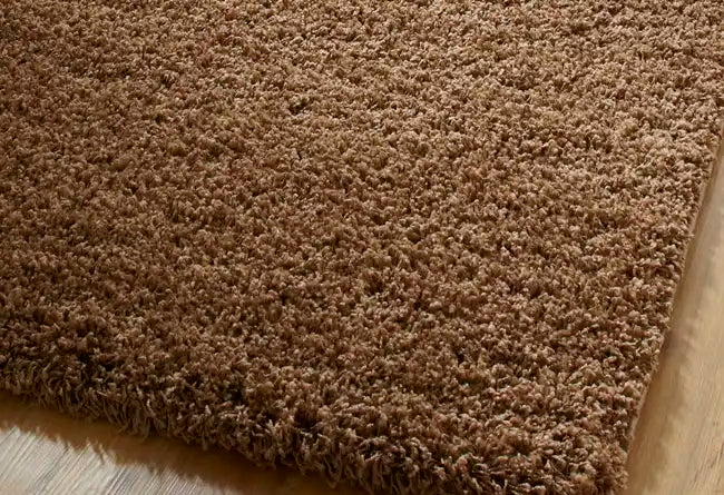 Think Rugs vista plain 2236 beige Brown, Beige Living Room Shaggy Rug.