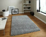 Think Rugs vista plain 2236 grey Grey Living Room Shaggy Rug.