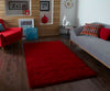 Think Rugs vista plain 2236 red Red Living Room Shaggy Rug.