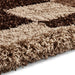 Think Rugs vista pattern 2247 check Brown, Beige Living Room Shaggy Rug.