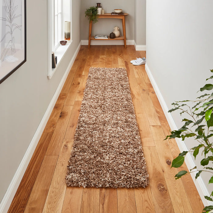 Think Rugs vista plain 3547 beige Beige Living Room Shaggy Rug.