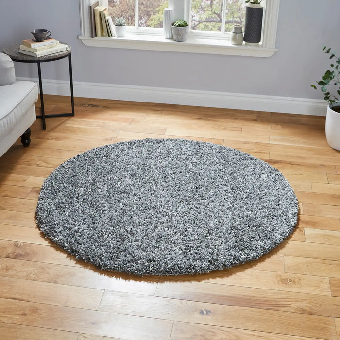 Think Rugs vista plain 3547 silver Grey Living Room Shaggy Rug.