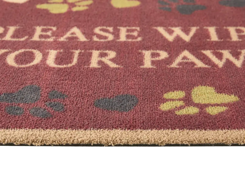 Hug Rug Washable Wipe Your Paws Burgundy Multi