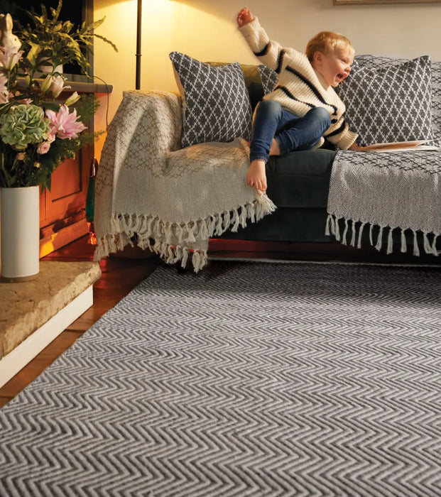 Hug Woven Herringbone Warm Grey Rug