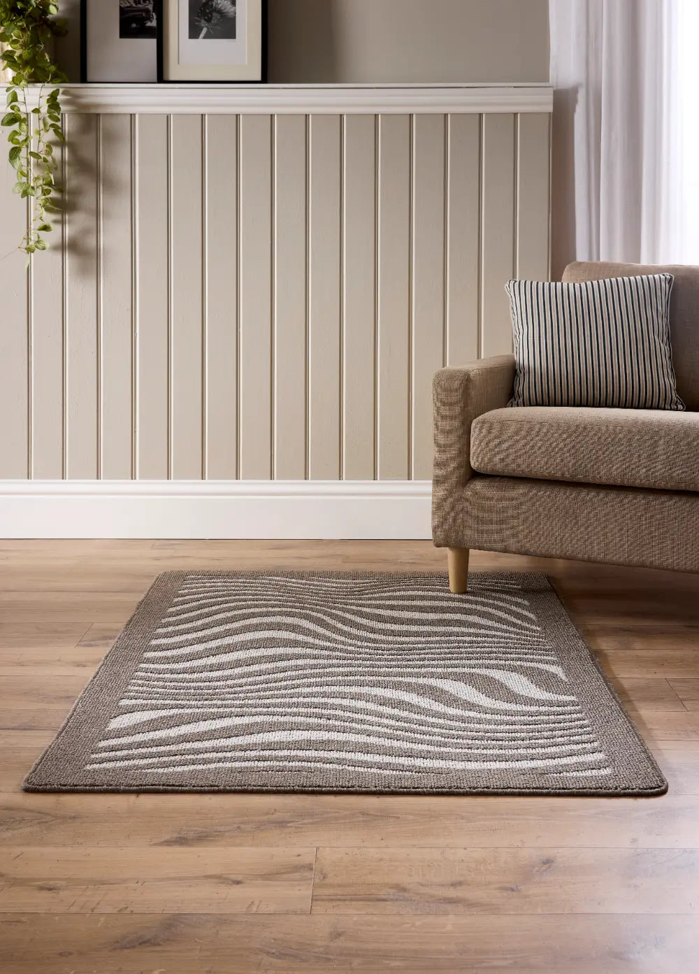 My Sculptured Patterned Waves Beige Rug — RugsDirect Online