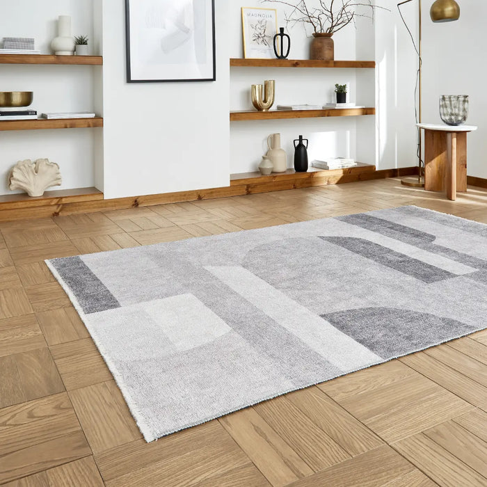Whisper H1068 Grey Modern Washable Rug