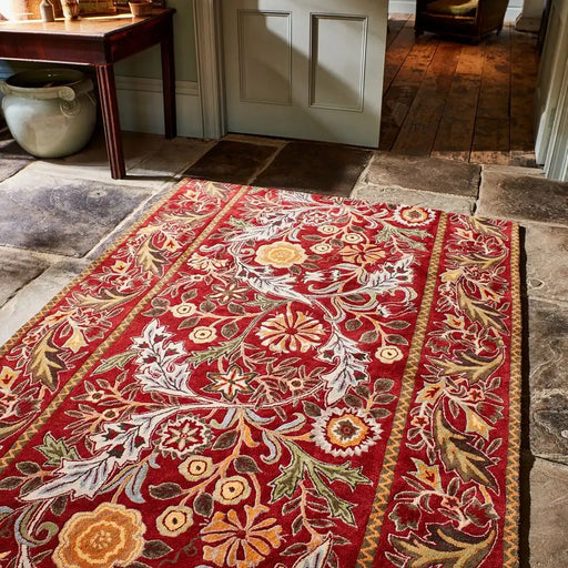 Morris & Co morris and co wilhelmina russet 127400 Multicoloured, Red Living Room Wool Rug.