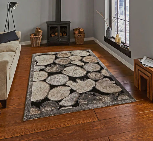 Think Rugs woodland think 4626 cream grey Grey, Ivory Living Room  Rug.