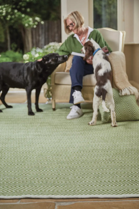 Hug Woven Herringbone Green Rug