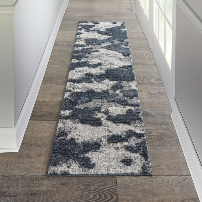 Nourison Delivered in 6 weeks   USA zermatt zer01 blue grey Blue, Grey Living Room  Rug.