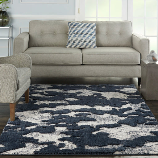 Nourison Delivered in 6 weeks   USA zermatt zer01 blue grey Blue, Grey Living Room  Rug.