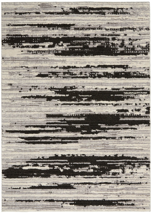 Nourison Delivered in 6 weeks   USA zermatt zero02 ivory charcoal Black, Ivory Living Room  Rug.
